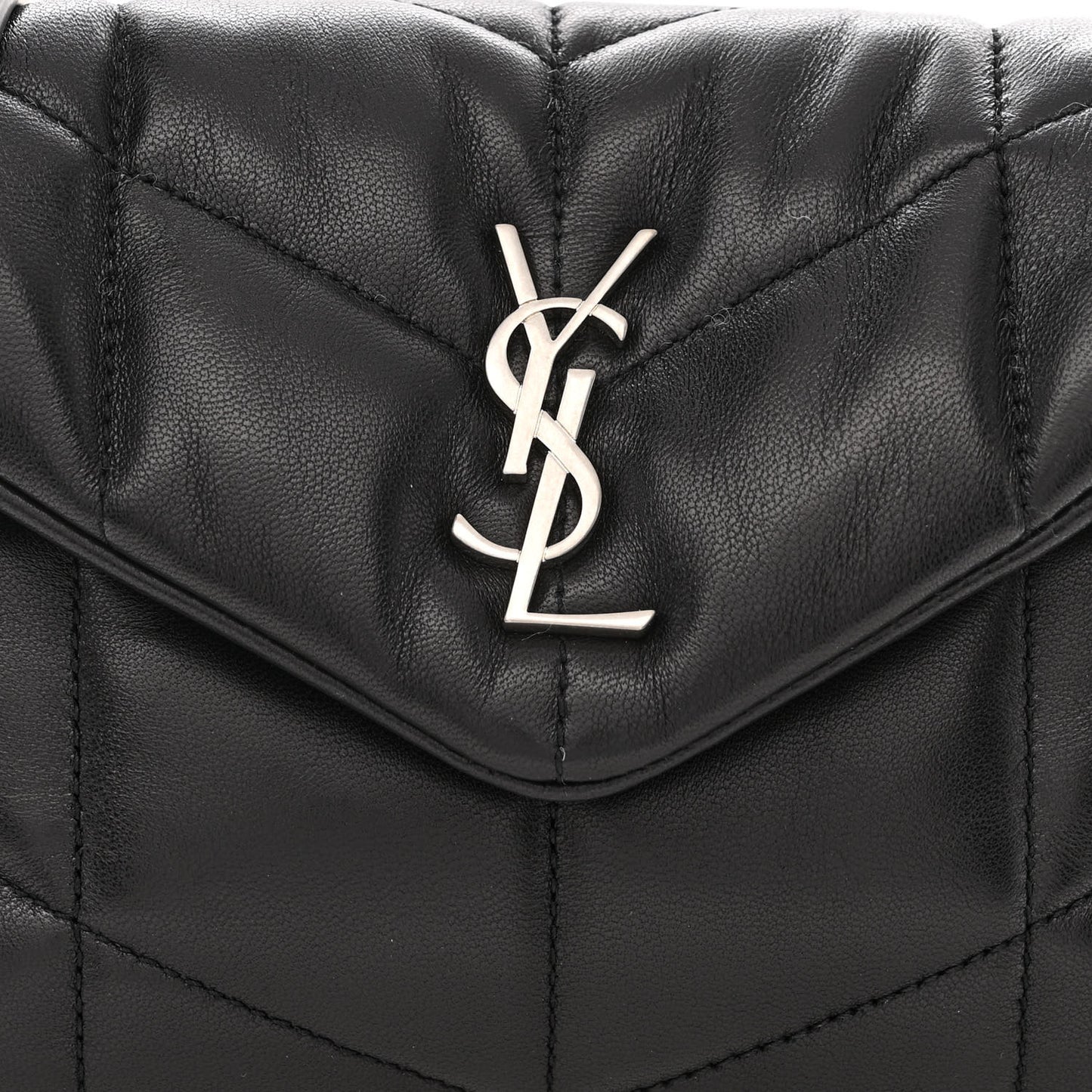 Lambskin Quilted Toy Loulou Puffer Monogram Chain Satchel Black