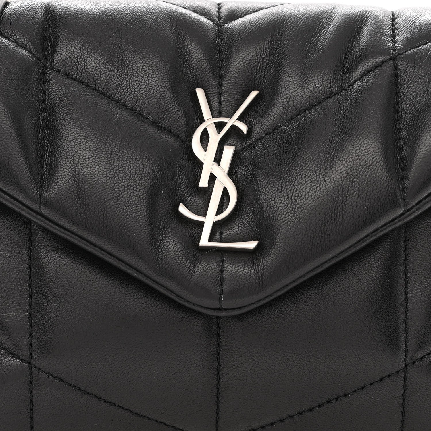 Saint Laurent Lambskin Quilted Toy Loulou Puffer Monogram Chain Satchel Black 7 of 9