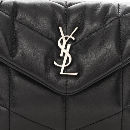 Saint Laurent Lambskin Quilted Toy Loulou Puffer Monogram Chain Satchel Black 7 of 9