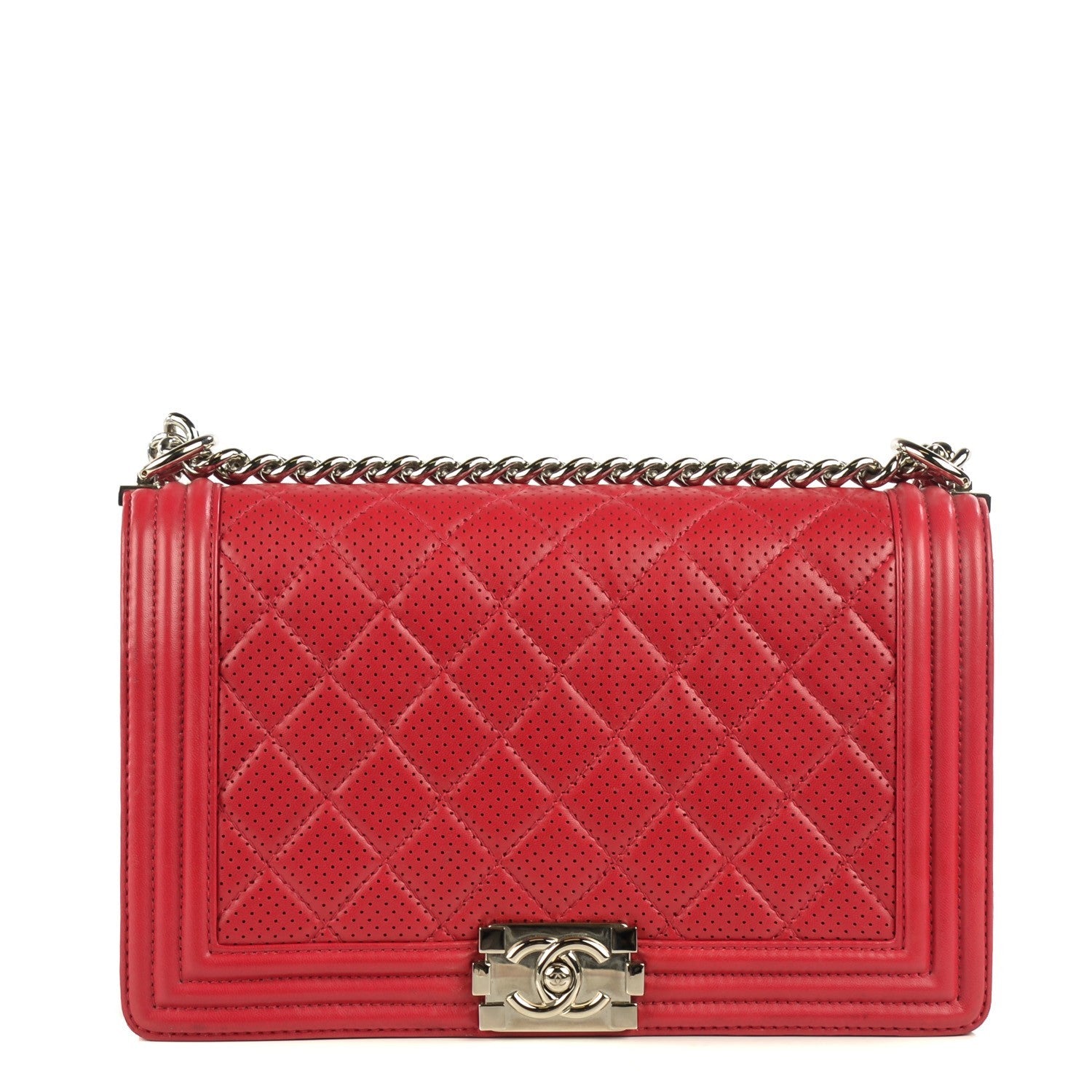 Chanel Lambskin Perforated New Medium Boy Flap Red 1 of 8
