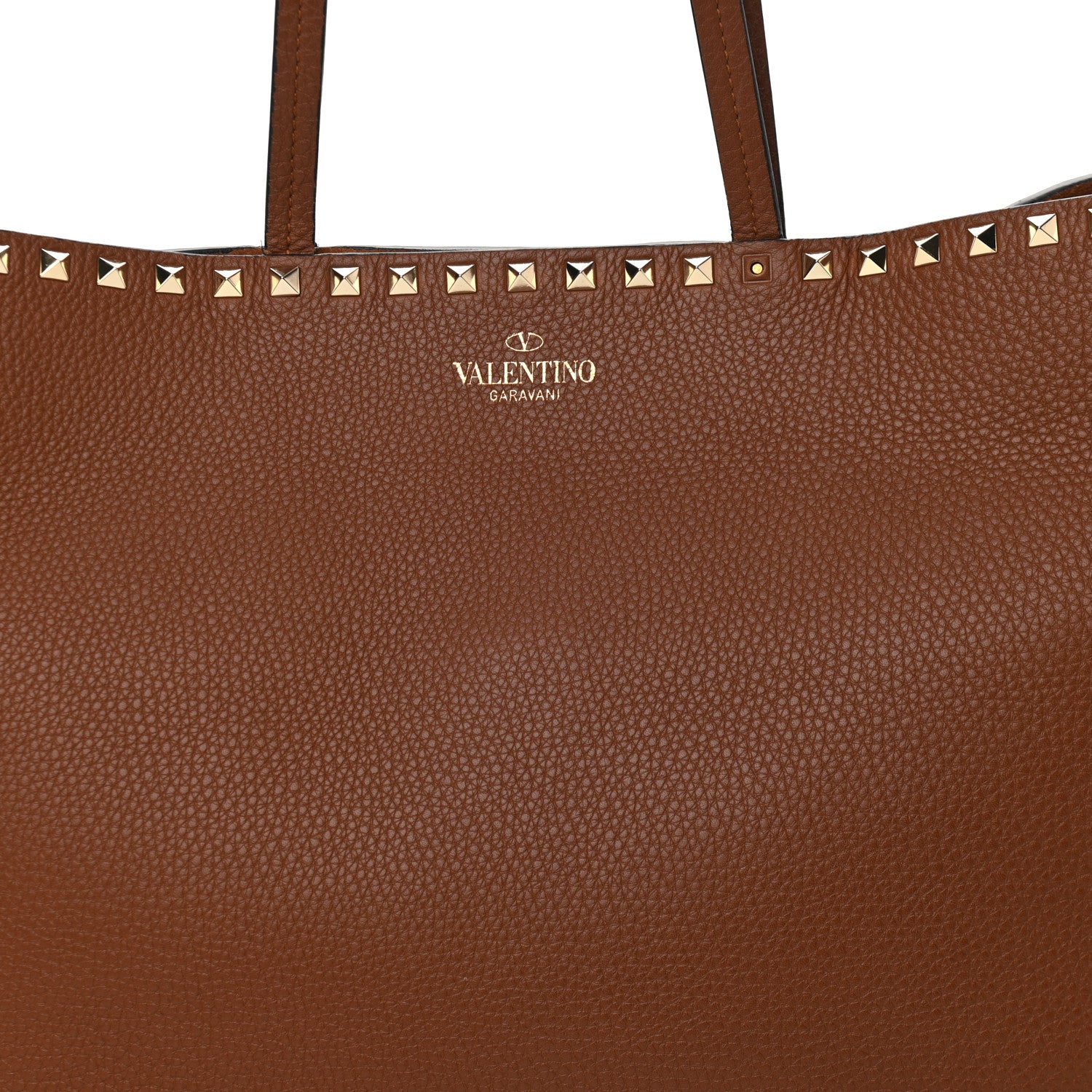 Valentino Garavani Grained Calfskin Rockstud Shoulder Tote Bright Cognac 6 of 11