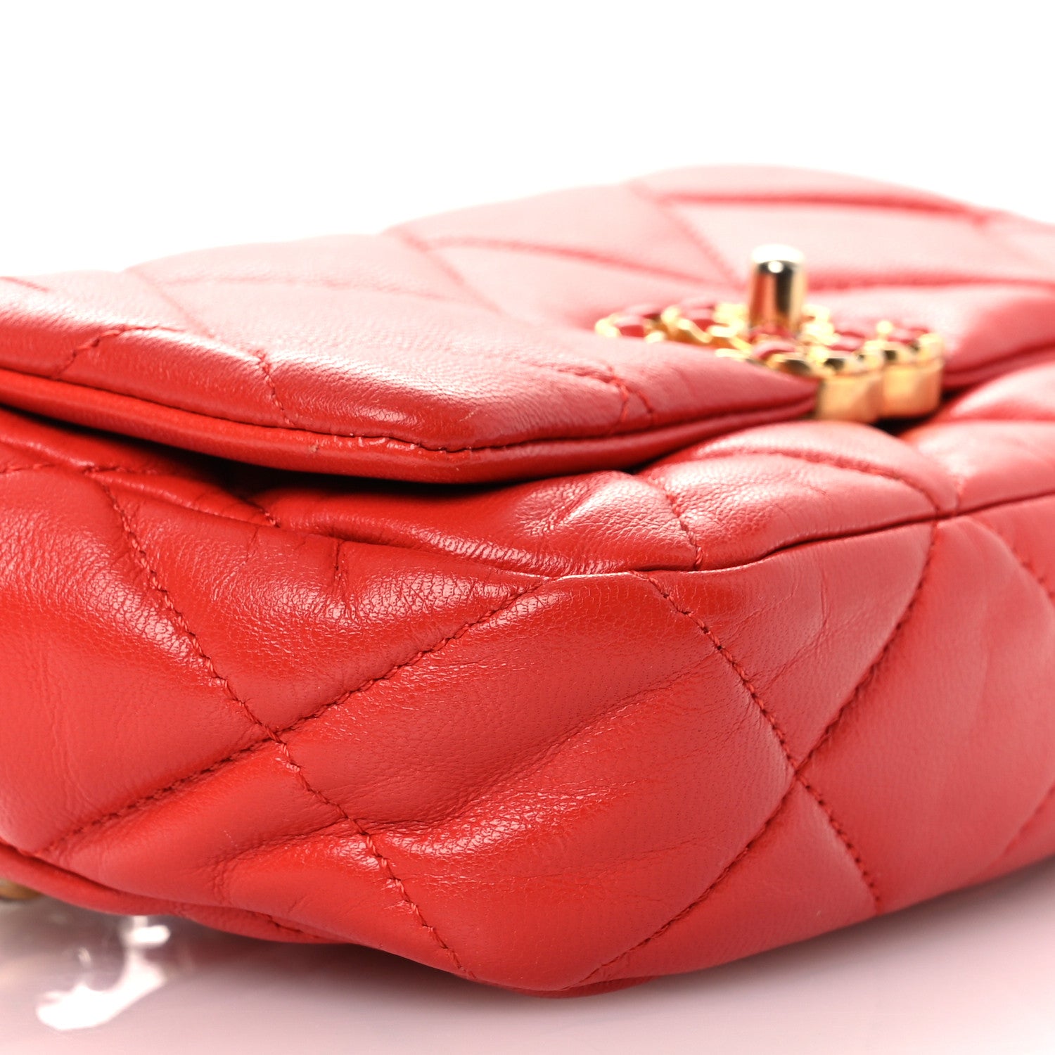 Chanel Lambskin Quilted Chanel 19 Waist Bag Red 9 of 14