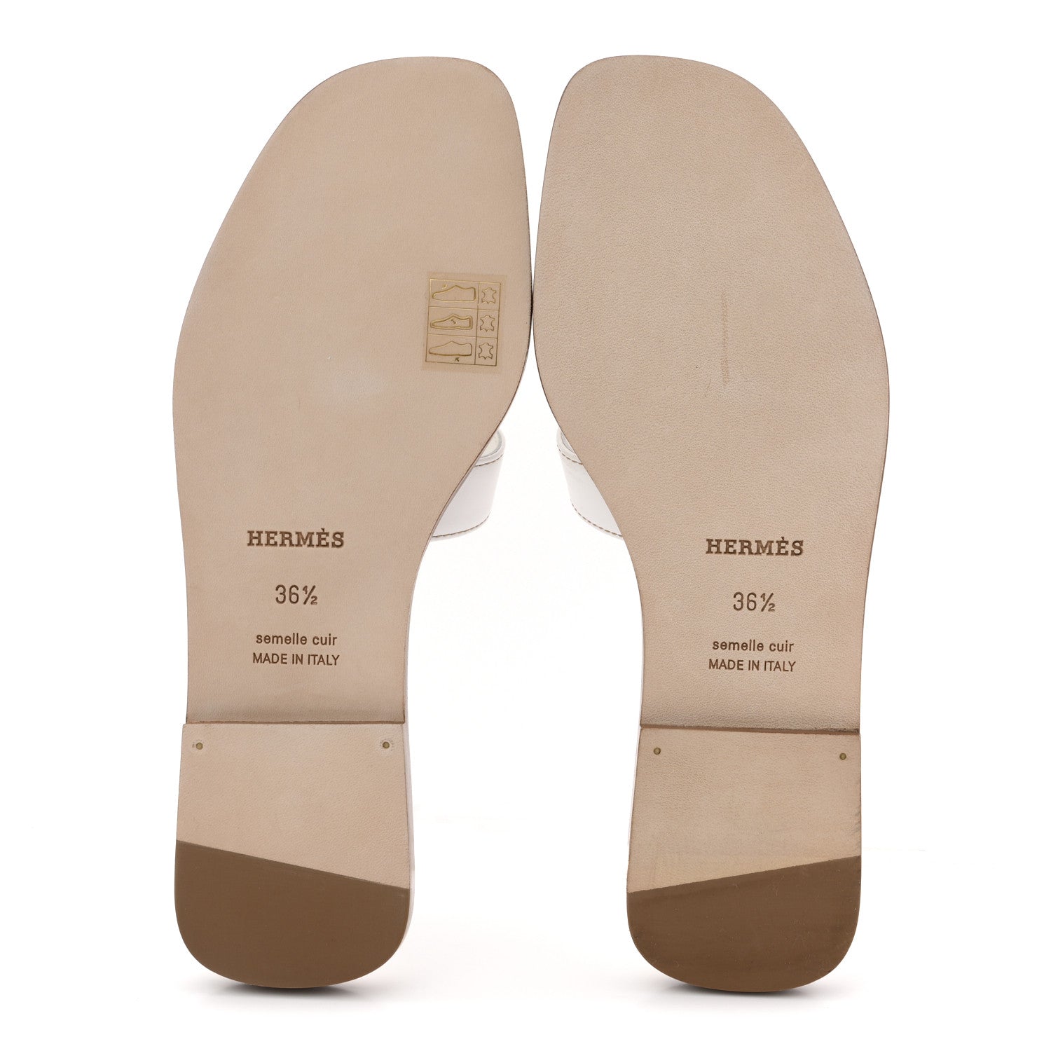 Hermes Box Calfskin Oran Sandals 36.5 White 6 of 11