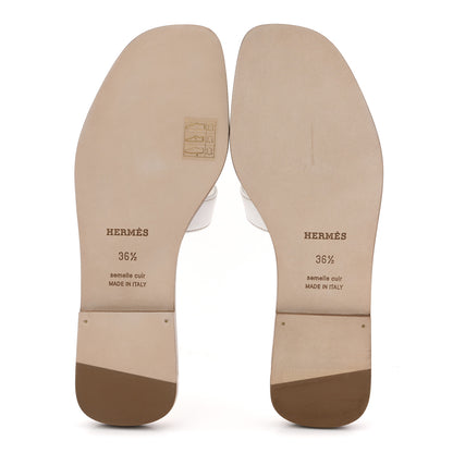 Hermes Box Calfskin Oran Sandals 36.5 White 6 of 11