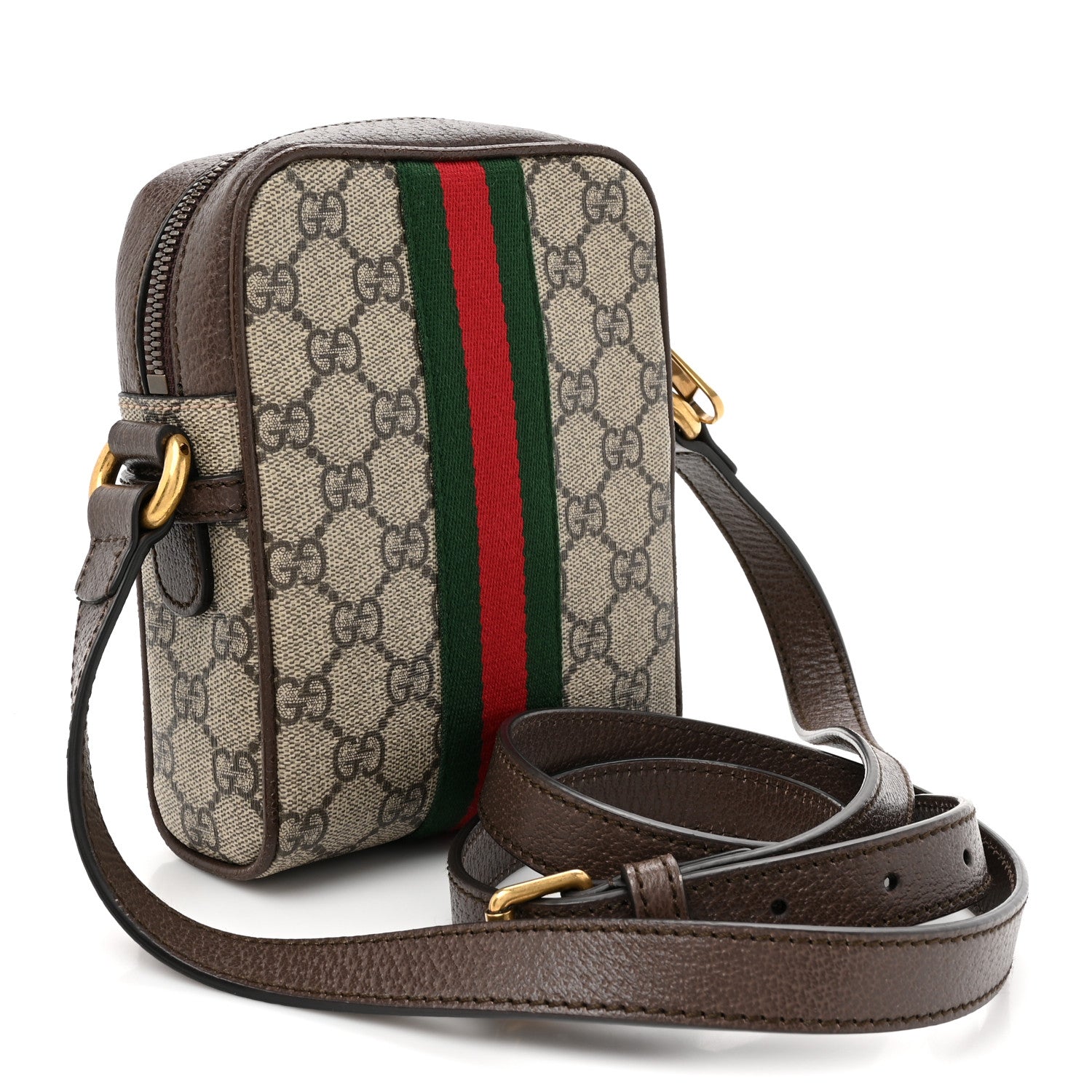 Gucci GG Supreme Monogram Web Mini Ophidia Messenger Brown 3 of 10