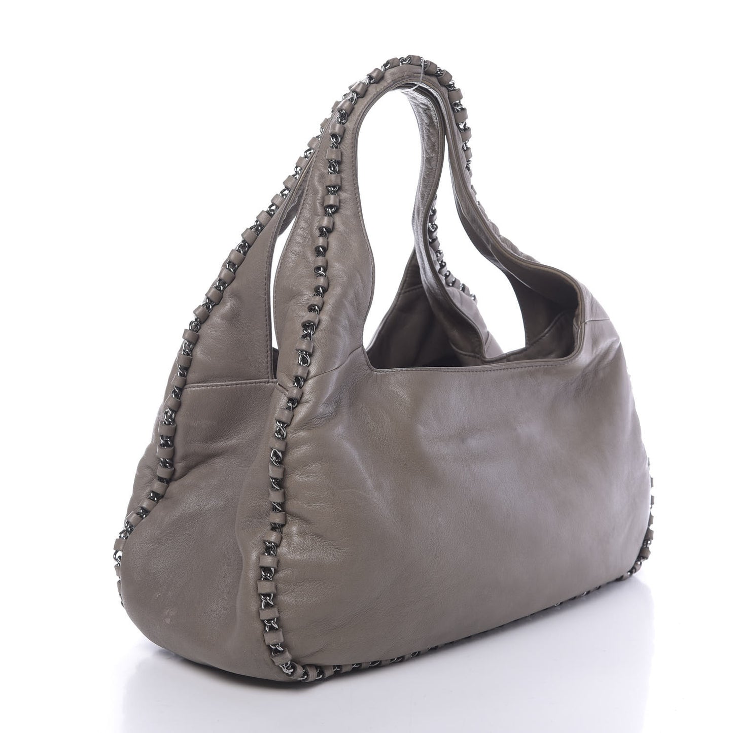 Lambskin Chain Hobo Grey