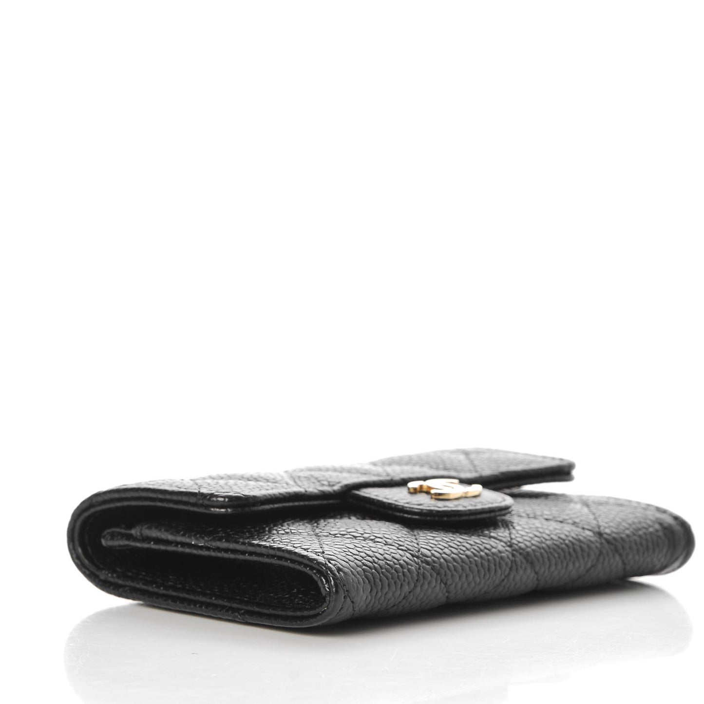 Caviar Quilted Flap Card Holder Black