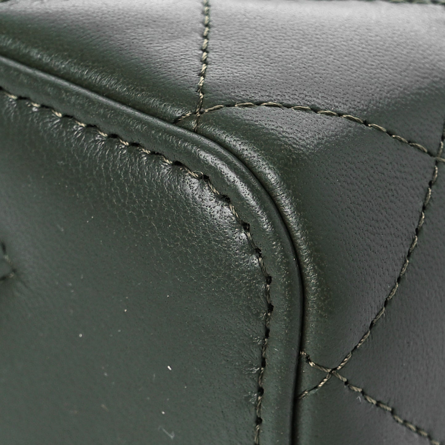Lambskin Quilted Pick Me Up Vanity Case Khaki