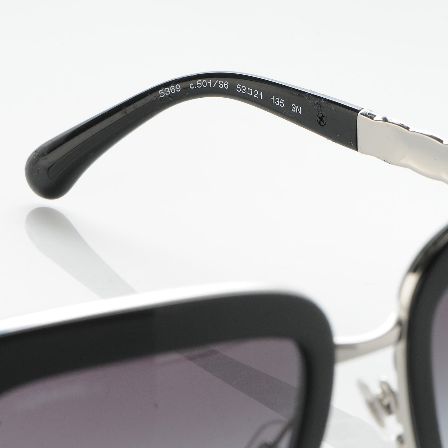 Metal Square Spring Sunglasses 5369 Black Silver