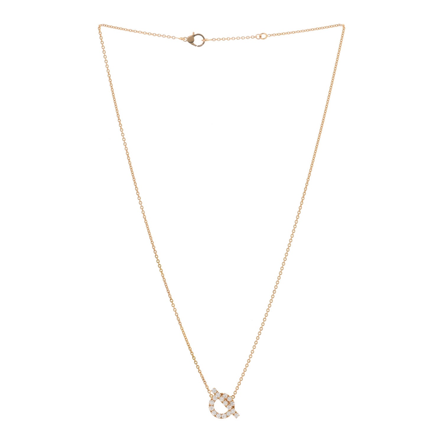 Hermes 18K Rose Gold Diamond Finesse Pendant Necklace 2 of 3