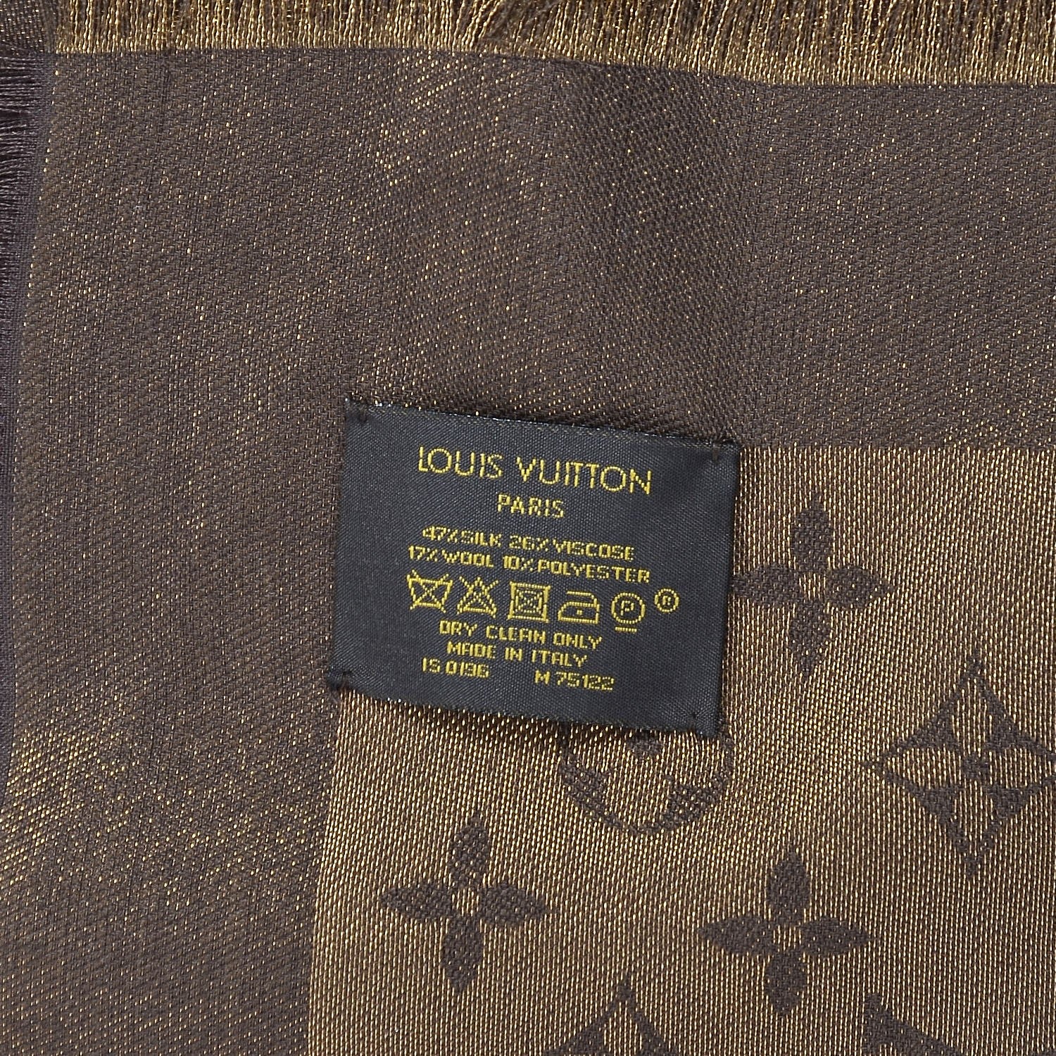 Louis Vuitton Silk Lurex Wool Monogram Shine Shawl Brown 4 of 4