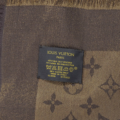 Louis Vuitton Silk Lurex Wool Monogram Shine Shawl Brown 4 of 4