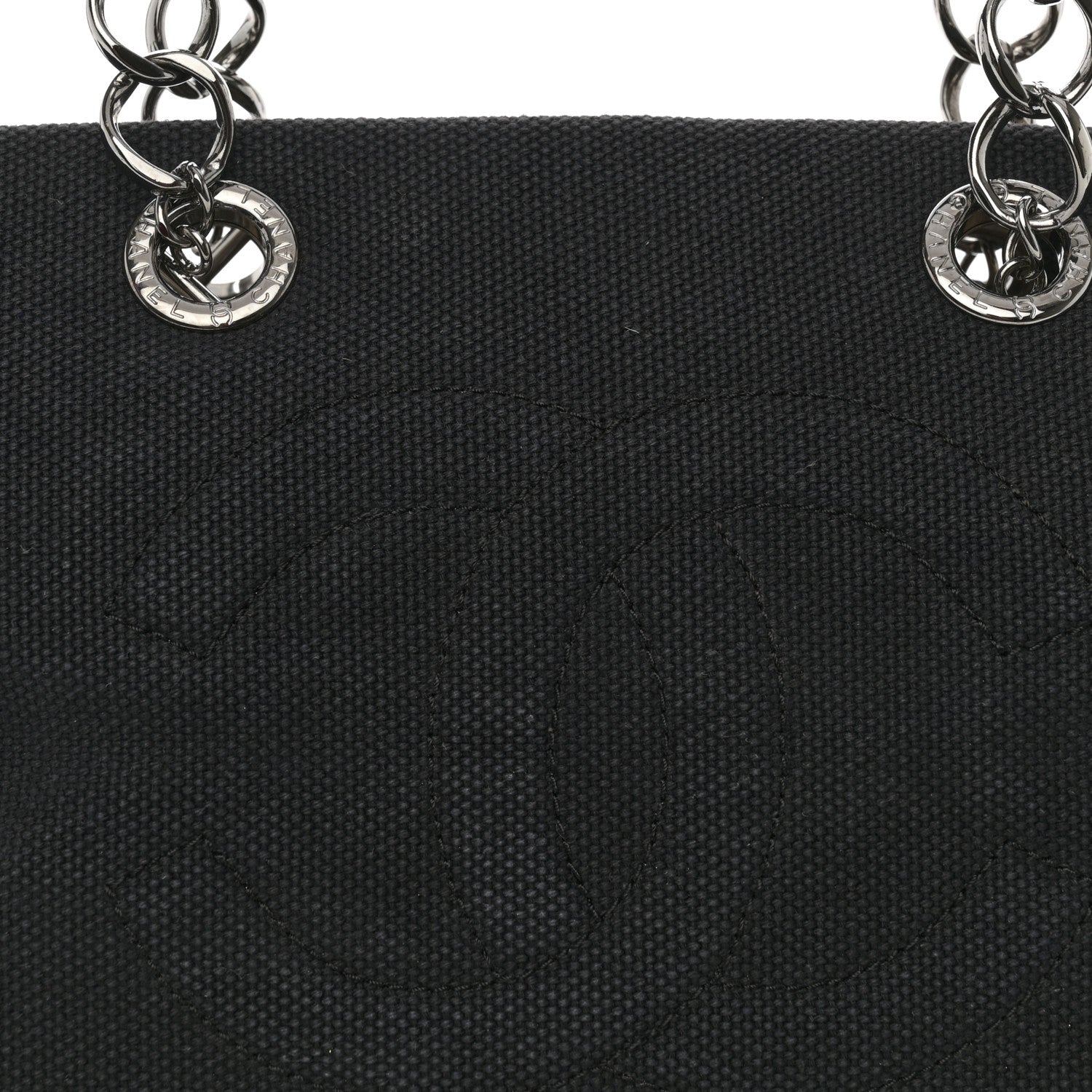 Chanel Lambskin Canvas Chocolate Bar CC Shopping Tote Black 7 of 12