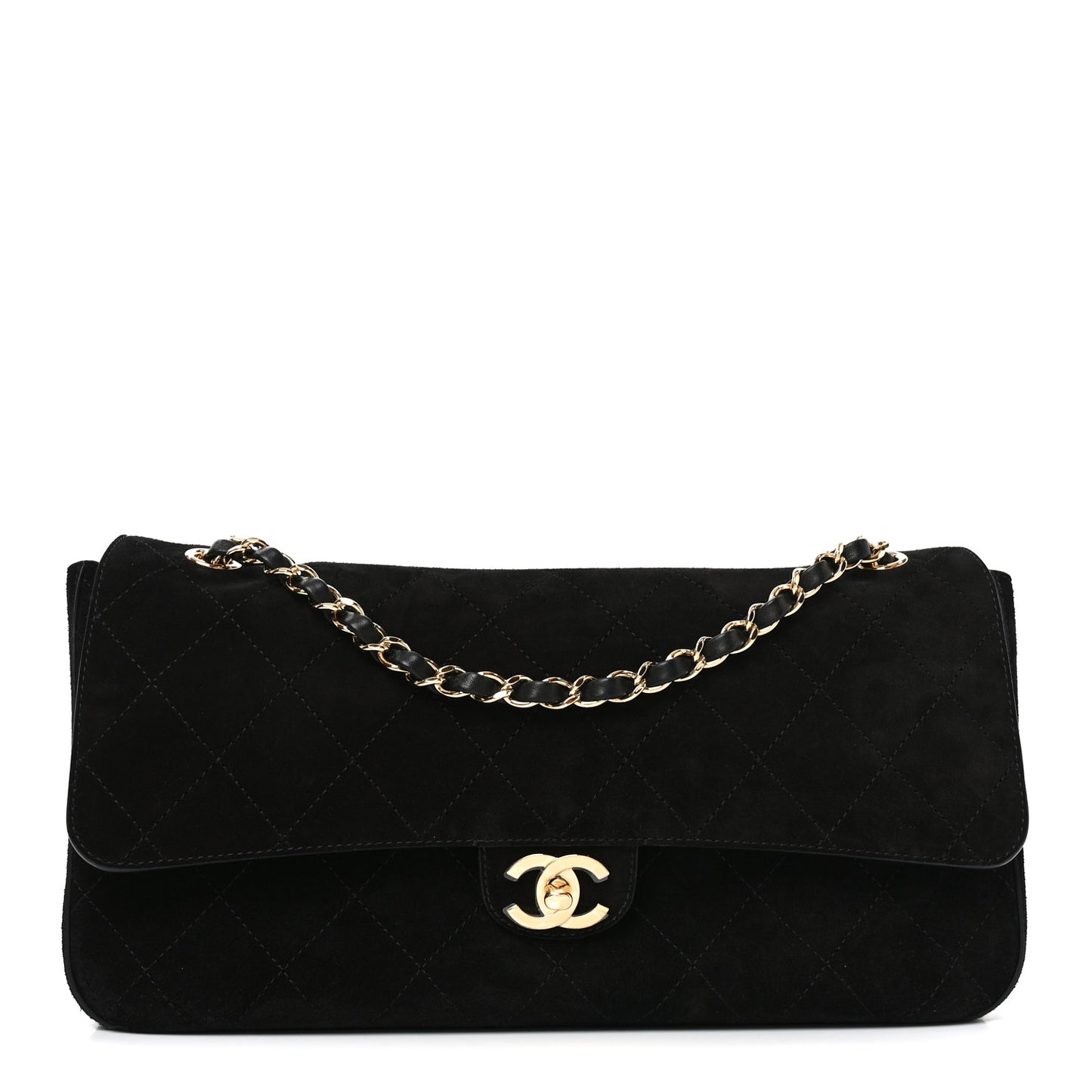 Suede Calfskin Small Souplissimo Maxi Flap Black