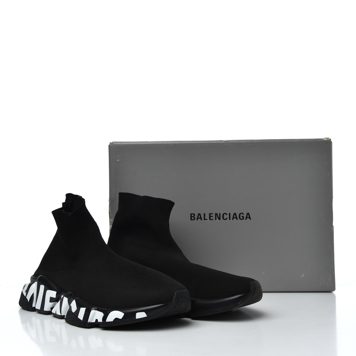 Balenciaga Neoprene Knit Womens Speed Graffiti Sneakers 38 Black White 11 of 11