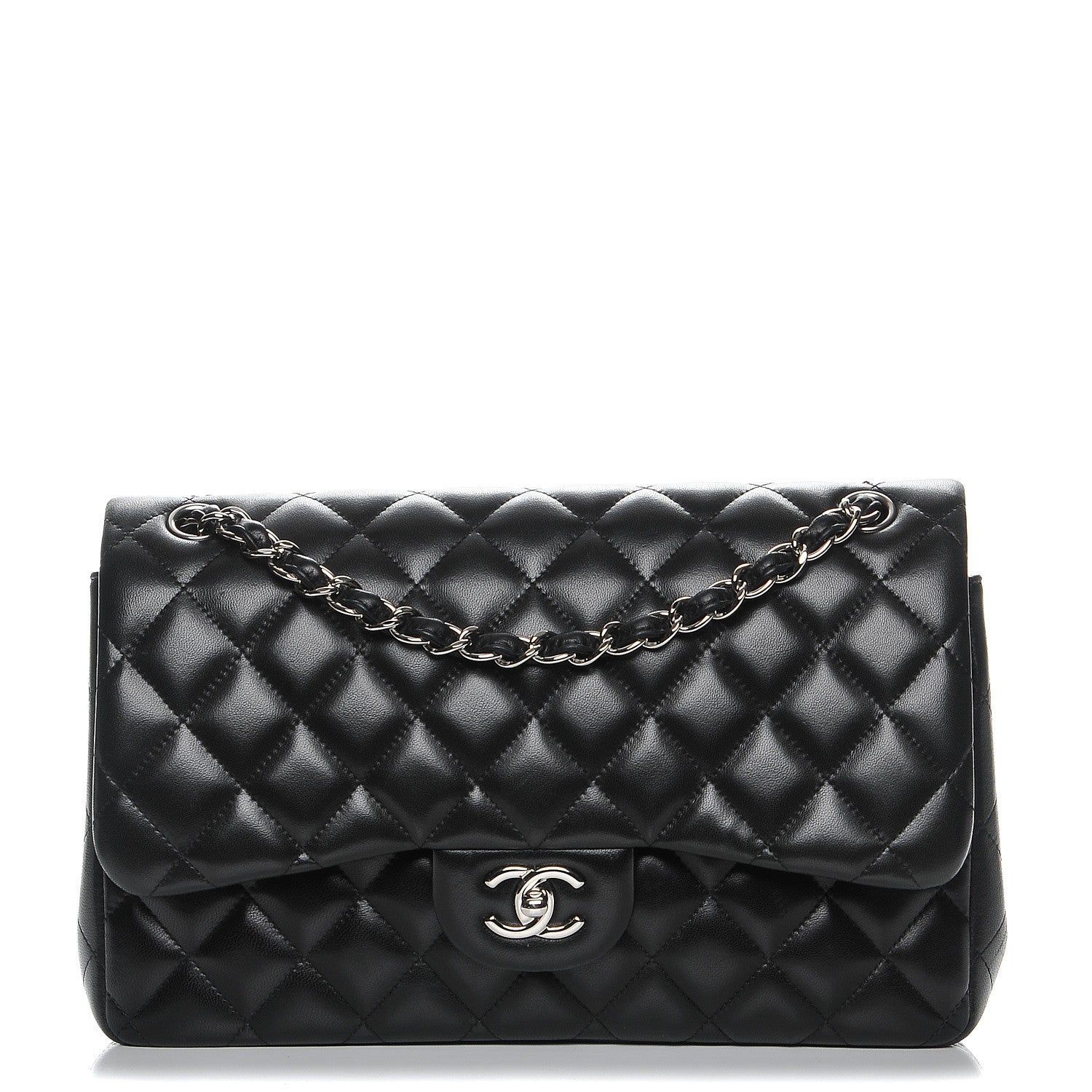 Chanel Lambskin Quilted Jumbo Double Flap Black 1 of 7