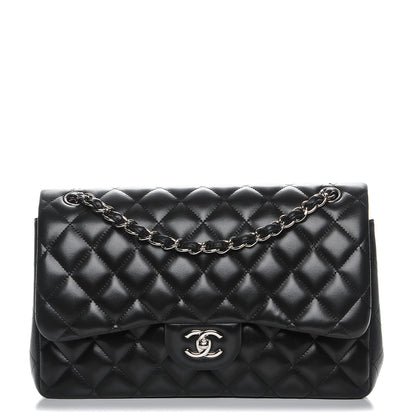 Chanel Lambskin Quilted Jumbo Double Flap Black 1 of 7