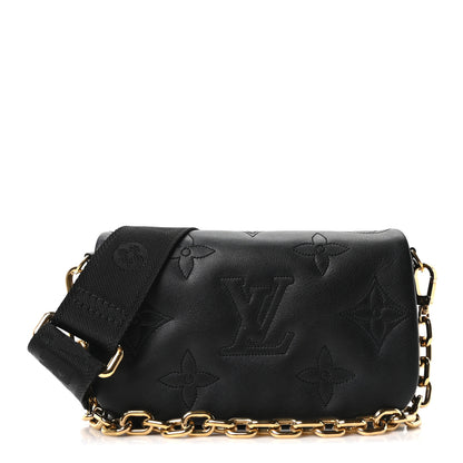 Louis Vuitton Calfskin Bubblegram Wallet On Strap Black 1 of 9
