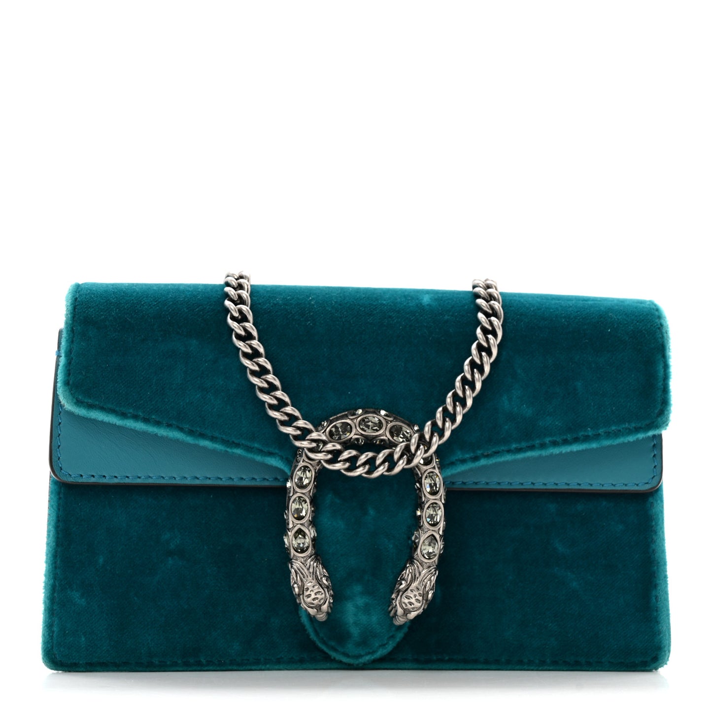 Velvet Super Mini Dionysus Shoulder Bag Pavone Cyan