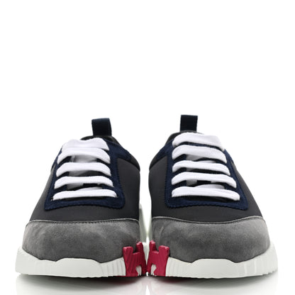 Hermes Technical Canvas Suede Goatskin Womens Bouncing Sneakers 35 Black Gris Osmium 2 of 9