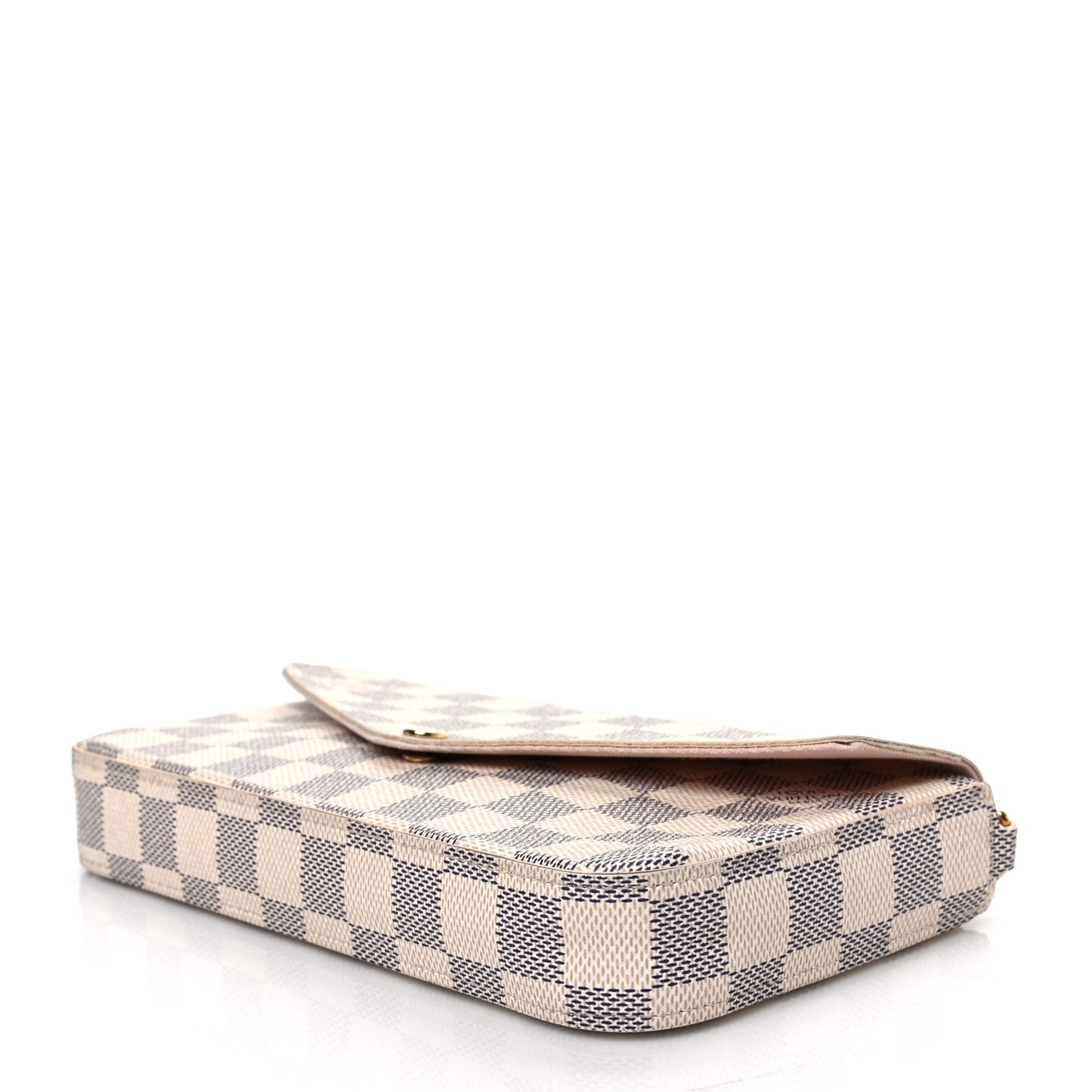 Damier Azur Pochette Felicie Chain Wallet Rose Ballerine