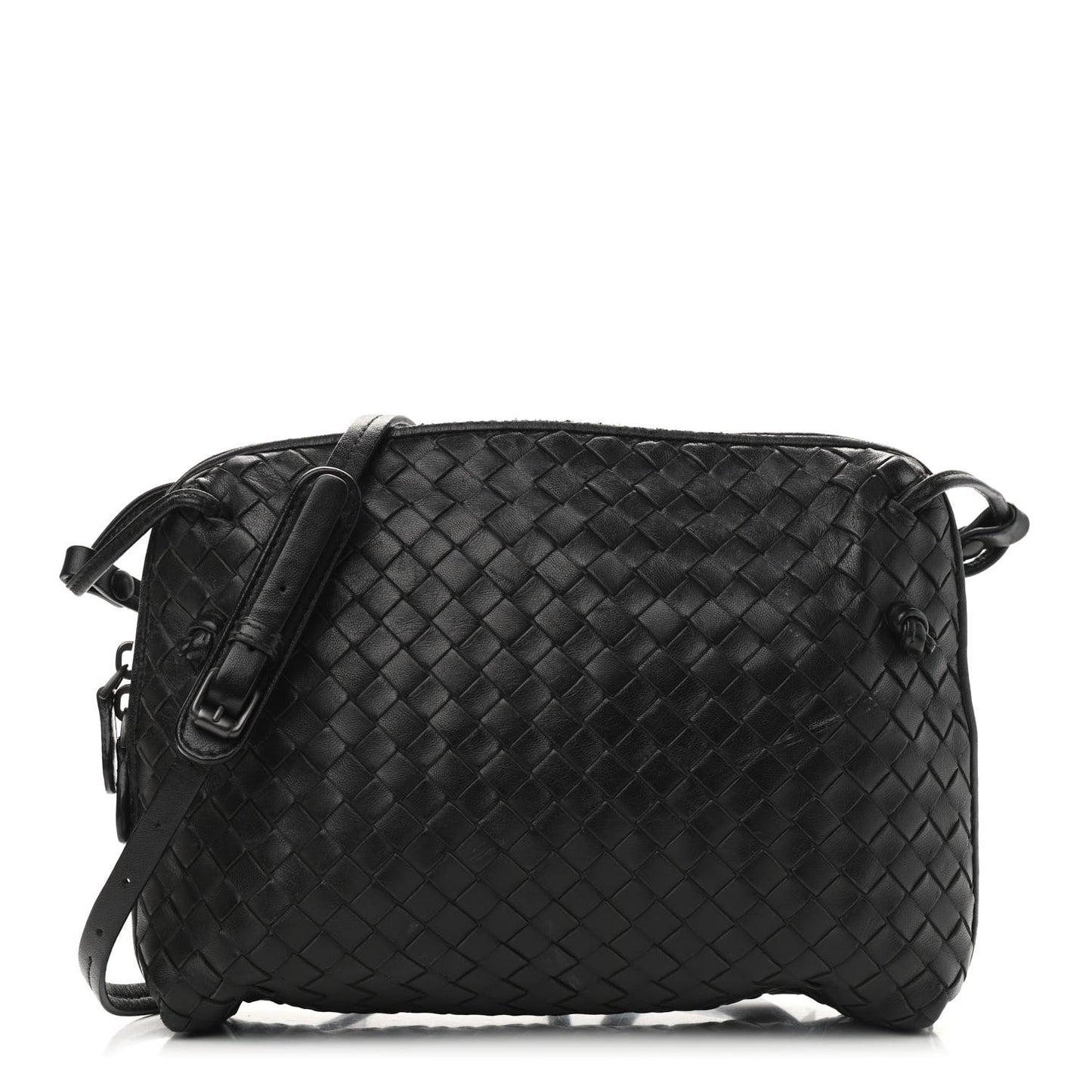 Nappa Intrecciato Nodini Crossbody Messenger Black