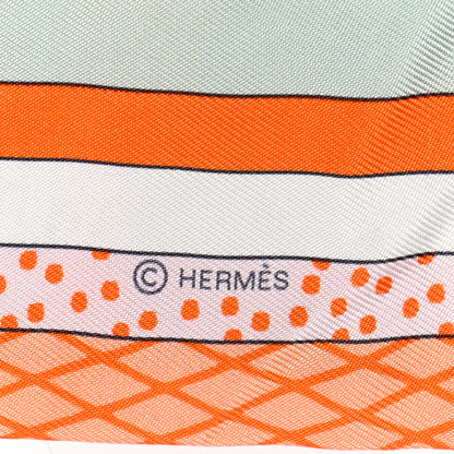 Hermes Silk Twilly Grand Theatre Nouveau Abricot Orange Jaune 3 of 4
