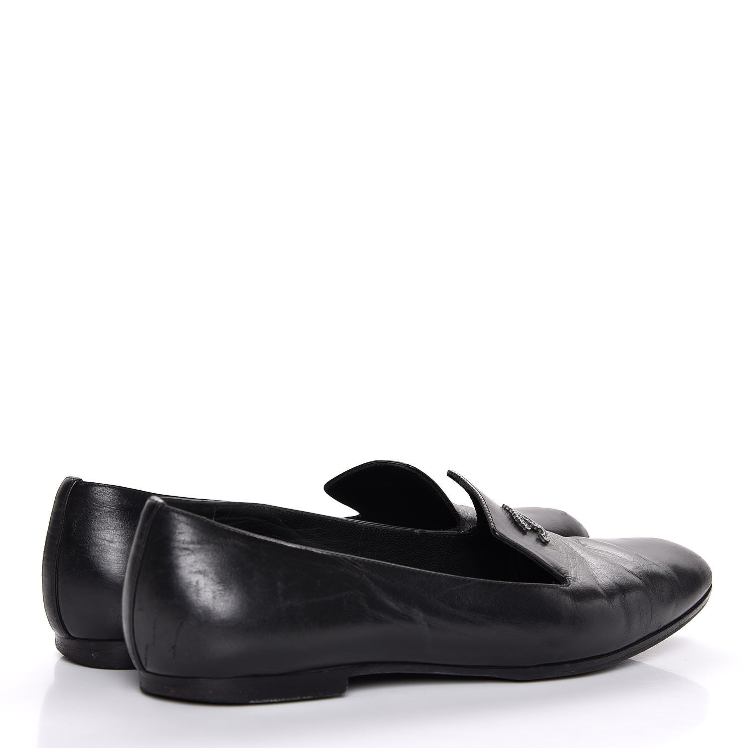 Chanel Calfskin CC Chain Loafers 38 Black 4 of 9