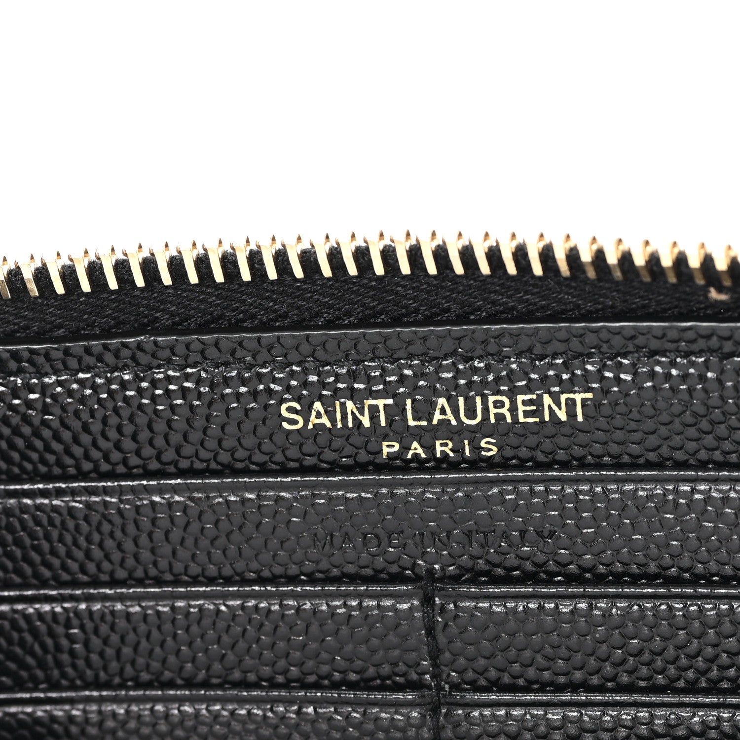 Saint Laurent Grain De Poudre Matelasse Chevron Monogram Zip Around Wallet Black 6 of 7