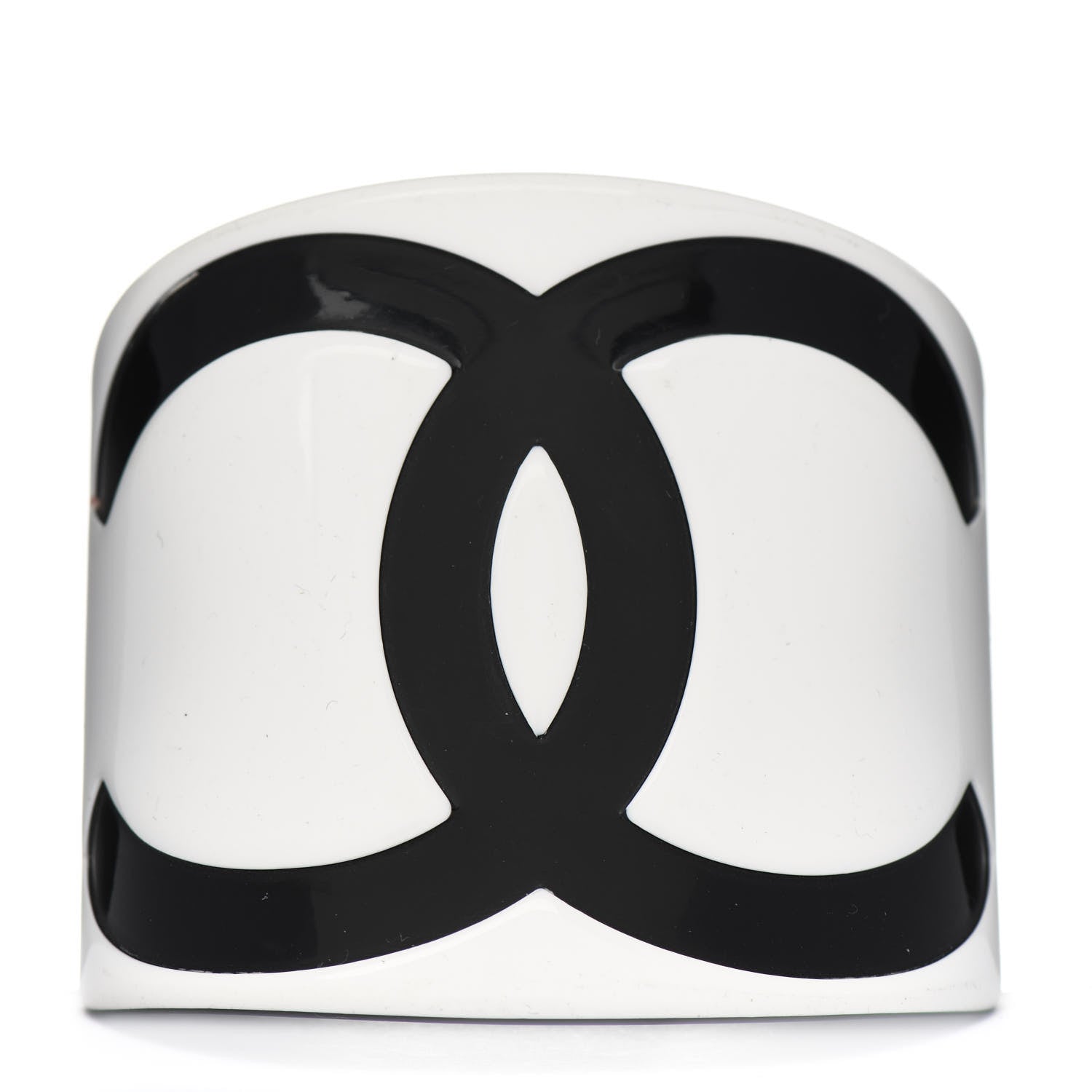 Chanel Resin CC Cuff White Black 1 of 3