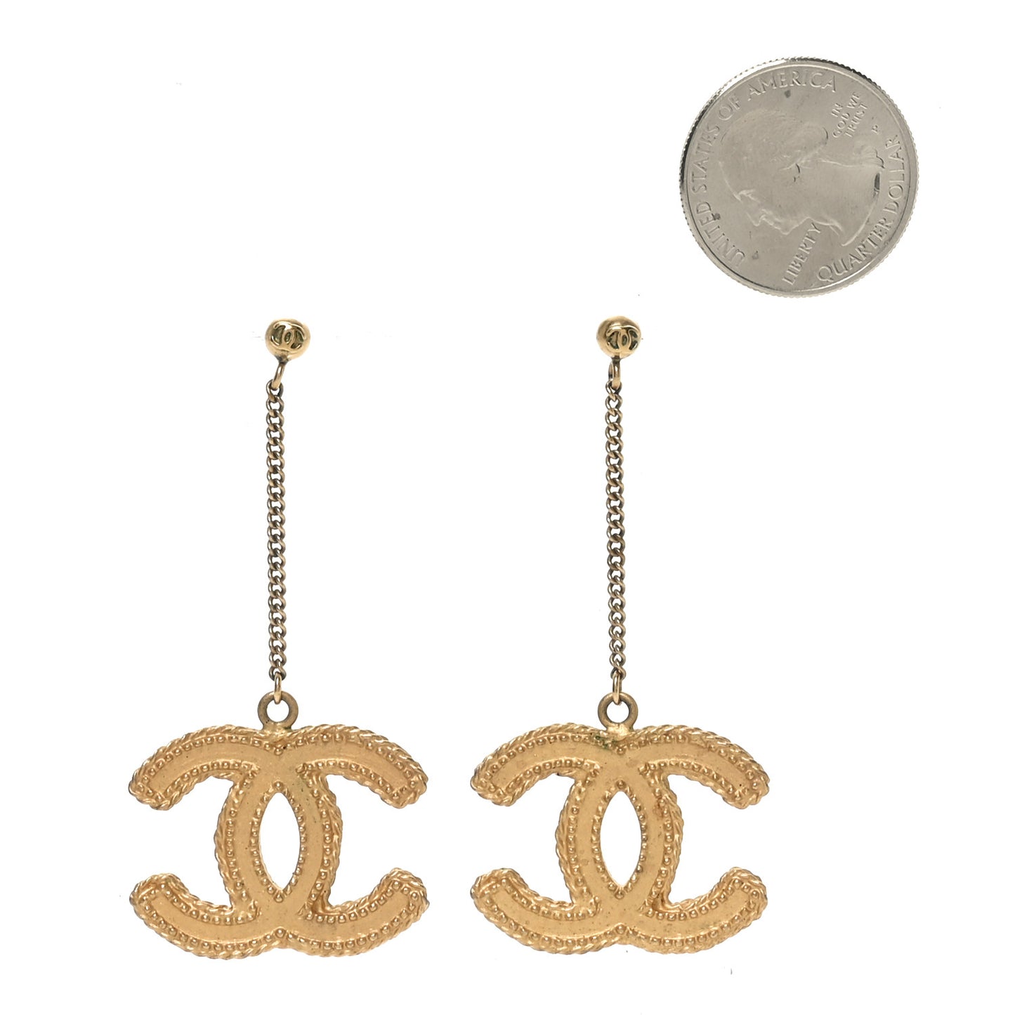 CC Drop Earrings Matte Gold