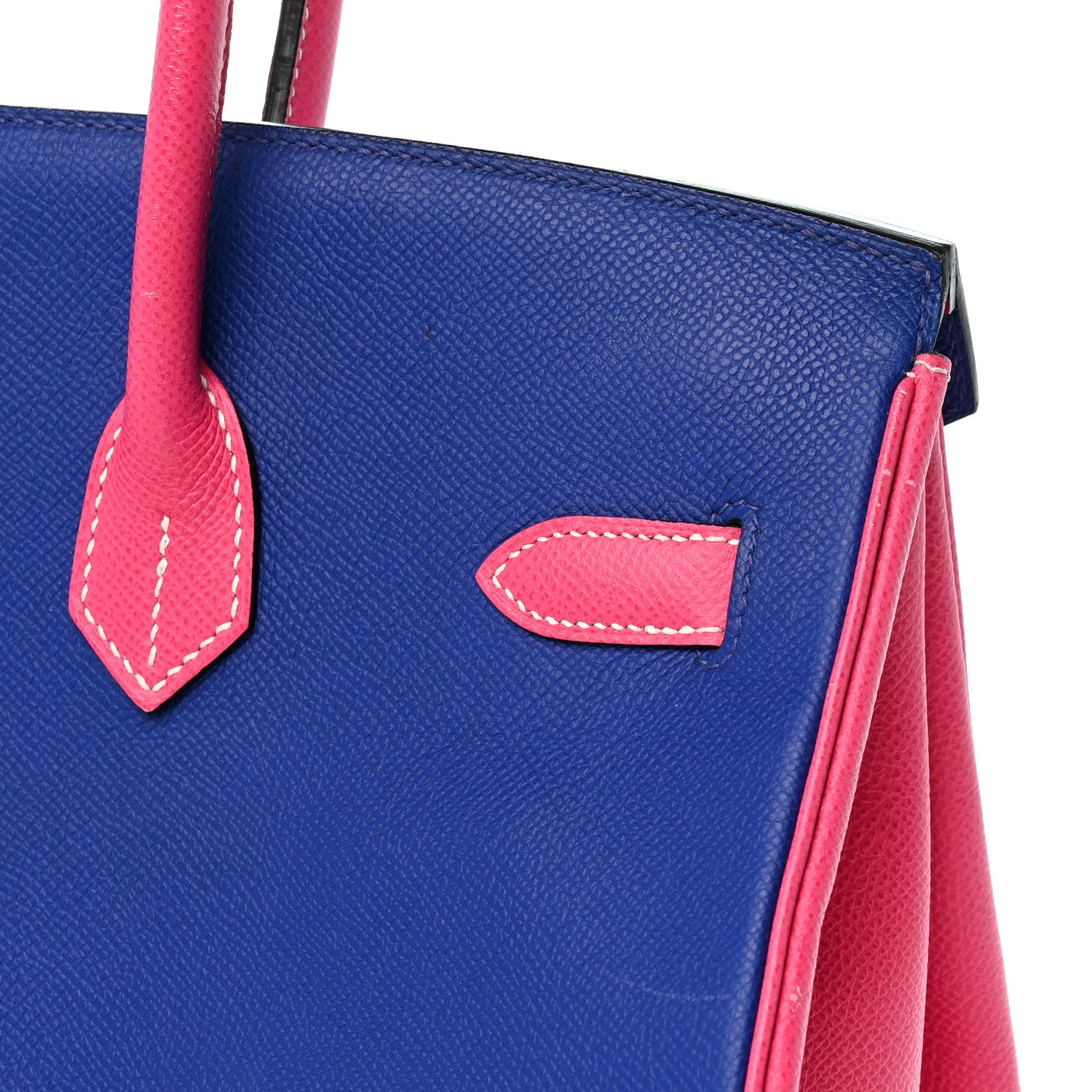 Hermes Epsom Horseshoe Birkin 35 Black Bleu Electrique Rose Tyrien 12 of 12