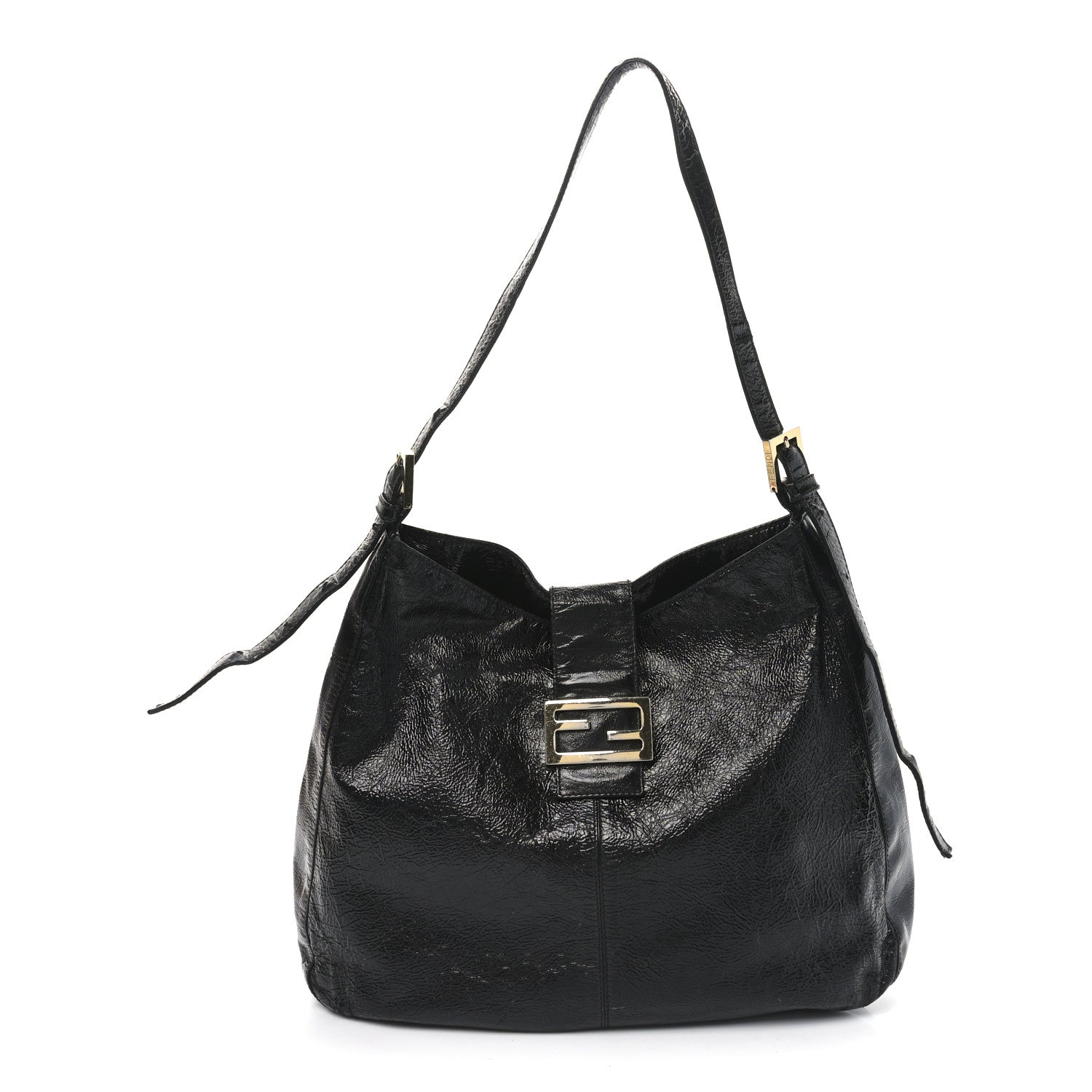 Fendi Crinkled Calfskin Baguette Shoulder Bag Black 1 of 11
