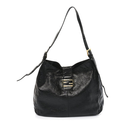 Fendi Crinkled Calfskin Baguette Shoulder Bag Black 1 of 11