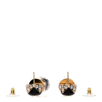 Chanel Metal Resin Crystal CC Pendant Earrings Gold Silver Black 3 of 5