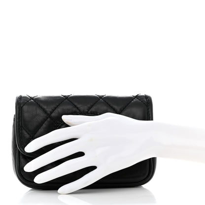 Chanel Aged Calfskin Quilted Logo Flap Belt Bag Black 2 of 11