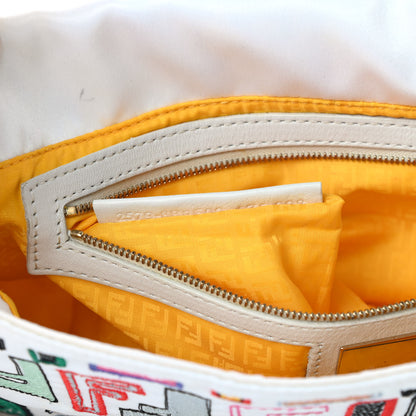 Fendi Nylon FF Multicolor Embroidered Baguette Multicolor White 7 of 16