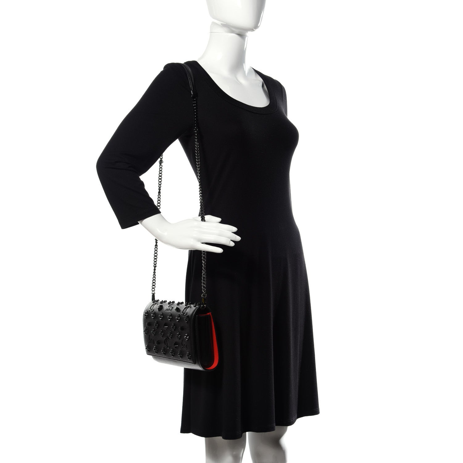 Christian Louboutin Calfskin Spikes Loubinthesky Paloma Clutch Black 2 of 14