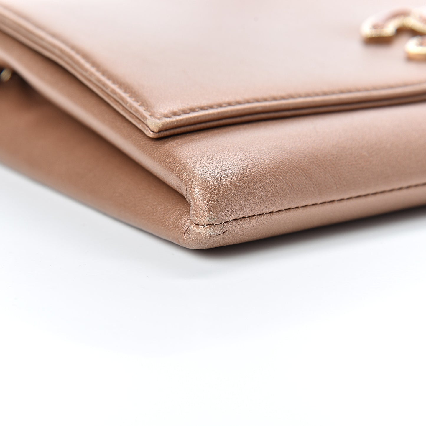 Metallic Calfskin CC Small Flap Bronze
