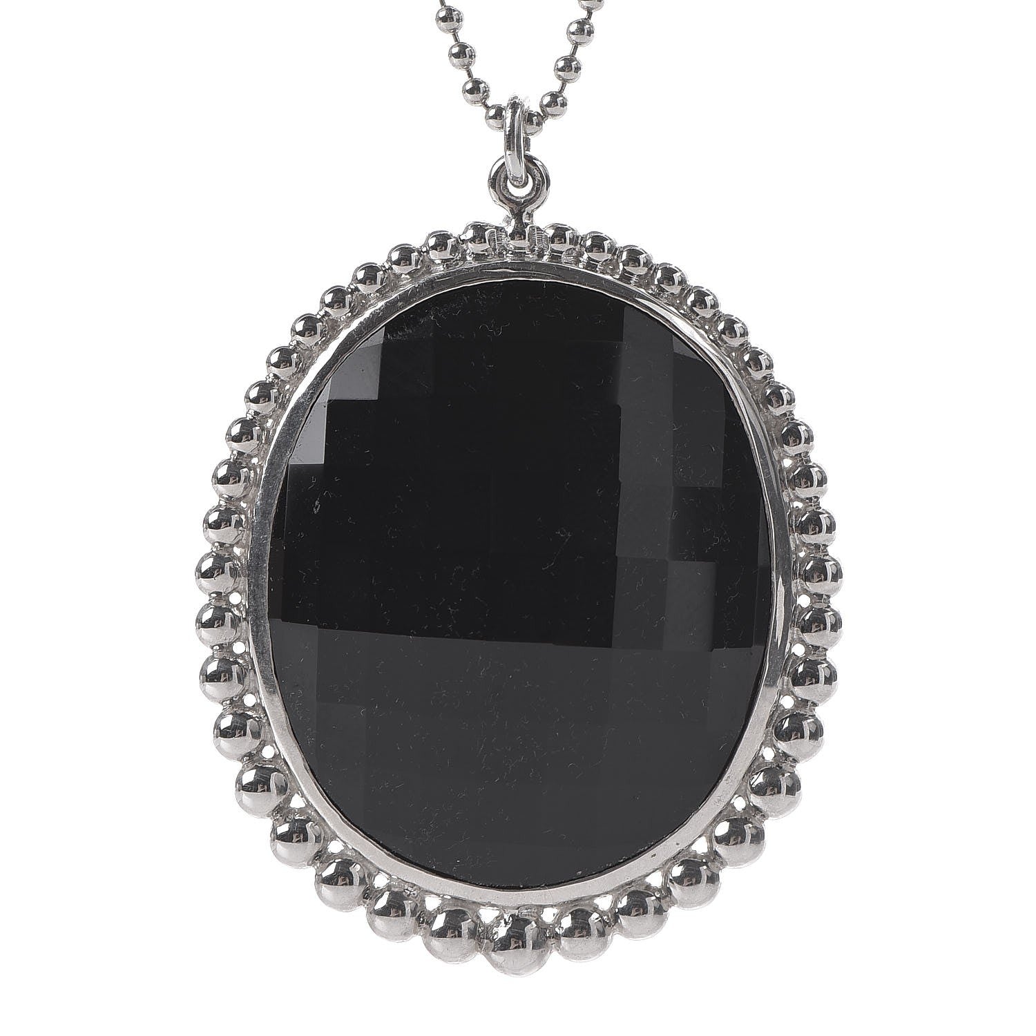 Tiffany Sterling Silver Onyx Ziegfeld Oval Pendant Necklace 4 of 7