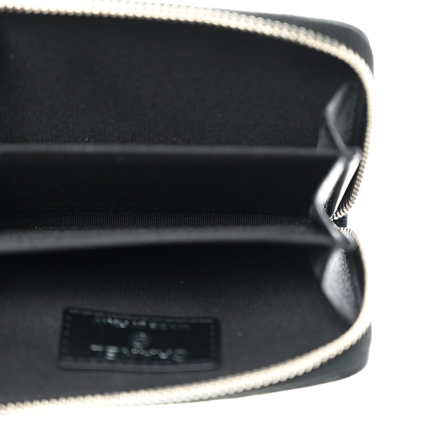 Caviar Camellia Embossed Zip Coin Purse Black