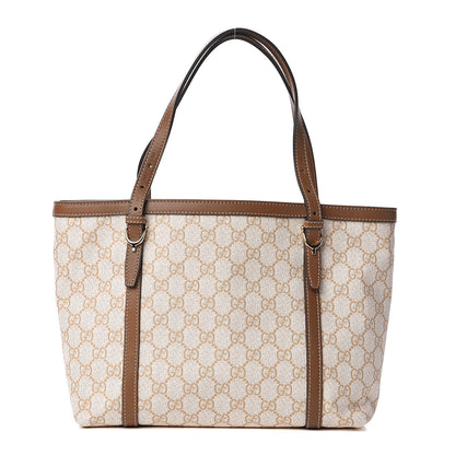 Gucci GG Supreme Monogram Calfskin Small Nice Tote New Mystic White Beige Brown 1 of 9