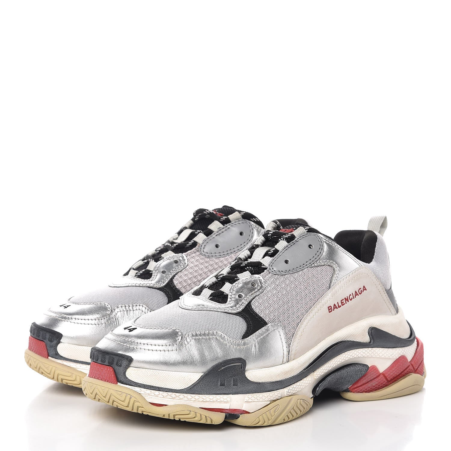 Balenciaga Mesh Nubuck Mens Triple S Sneakers 44 Black Argent 3 of 8