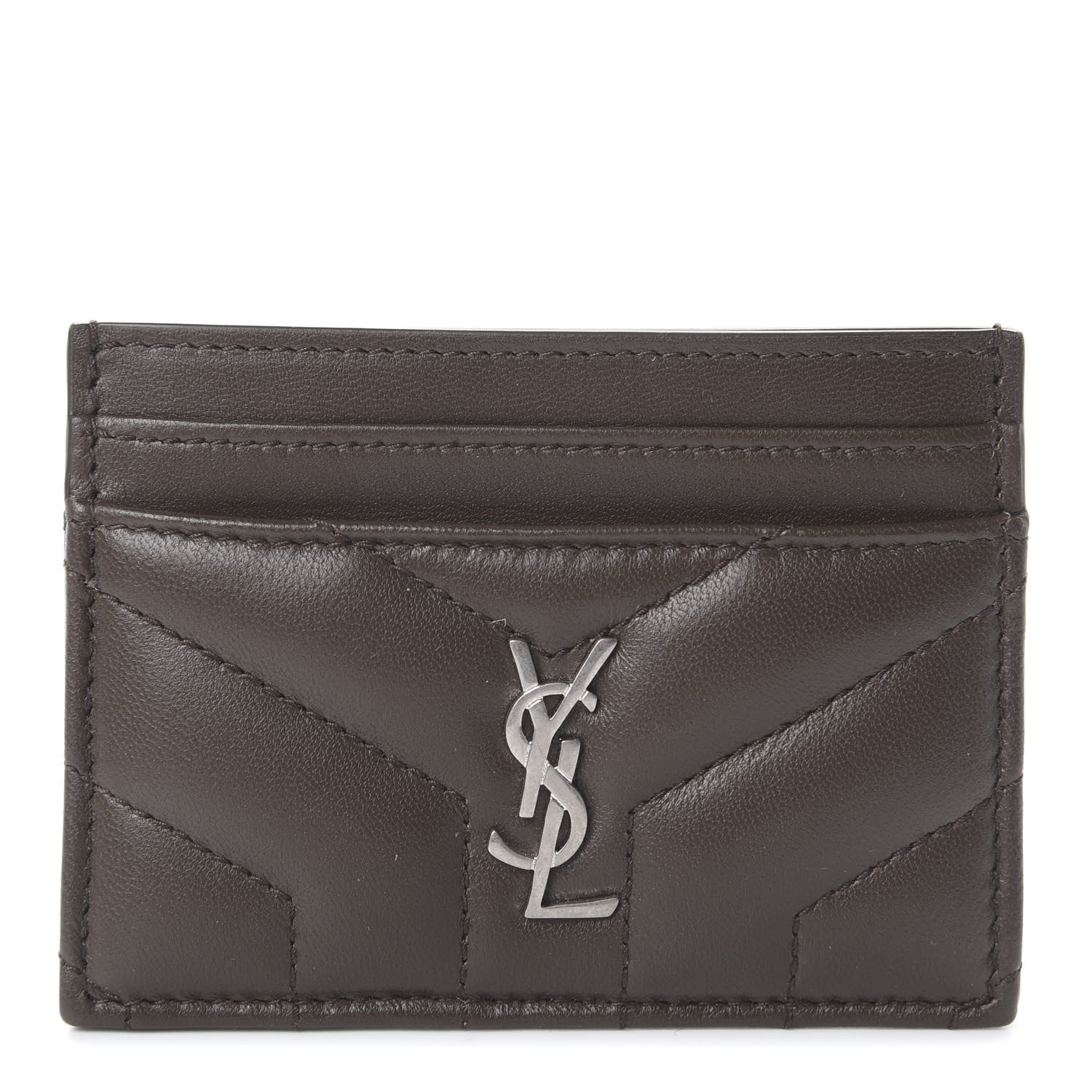 Saint Laurent Calfskin Y Quilted Monogram LouLou Credit Card Case Faggio 1 of 5