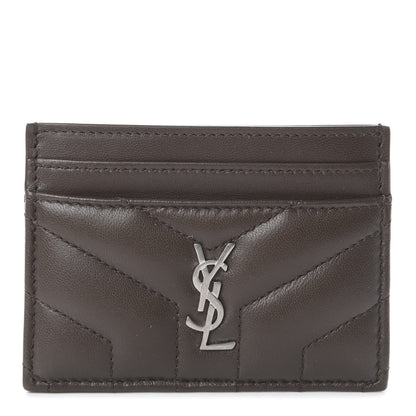 Saint Laurent Calfskin Y Quilted Monogram LouLou Credit Card Case Faggio 1 of 5