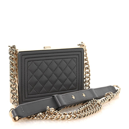 Chanel Lambskin Quilted Boy Minaudiere Dark Grey 3 of 14