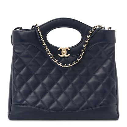 Chanel Shiny Lambskin Quilted Small 31 Shopping Bag Blue 1 of 12