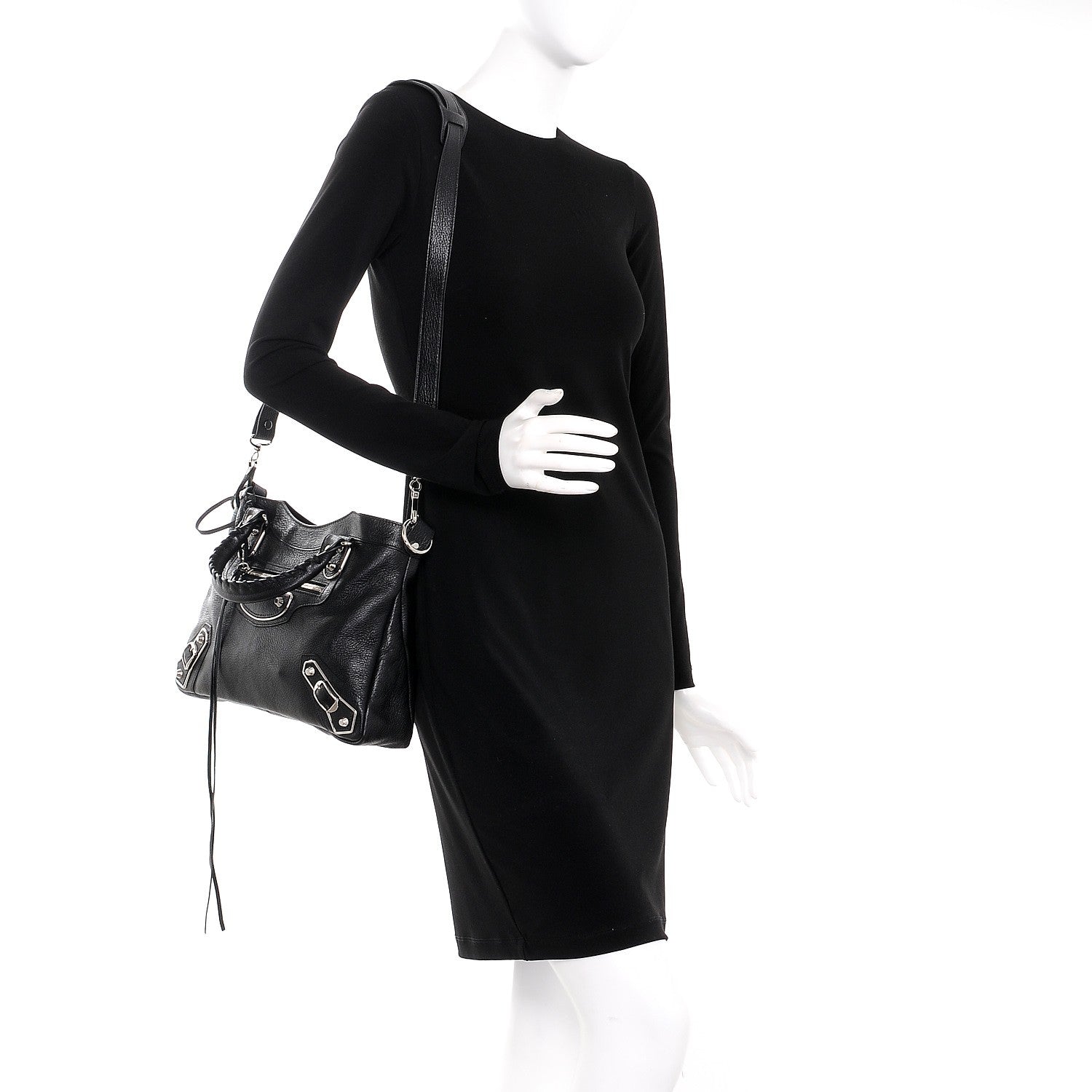Balenciaga Chevre Silver Metallic Edge Hardware Town Black 2 of 8