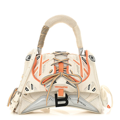 Balenciaga Faux Calfskin Fabric Glow In The Dark Small Sneakerhead Top Handle Bag White Orange 1 of 15