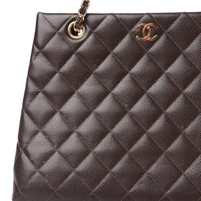 Chanel Caviar Quilted Shopper Tote Dark Brown 12 of 13